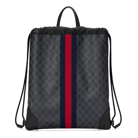 gucci black leather drawstring closure backpack|Gucci small backpack price.